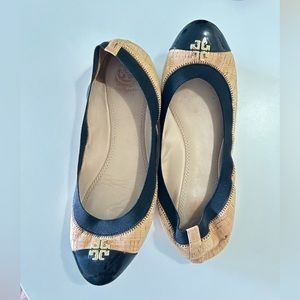 Tory Burch Brown/Black Ballerina Flats